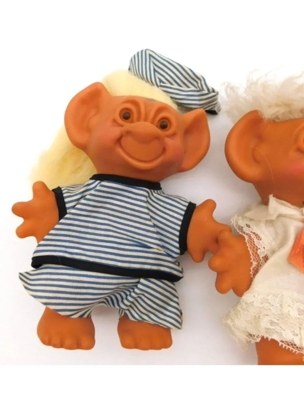 Vintage 3 Uneeda Wishnik Troll Dolls 1966 Hong Kong Graduate Striped